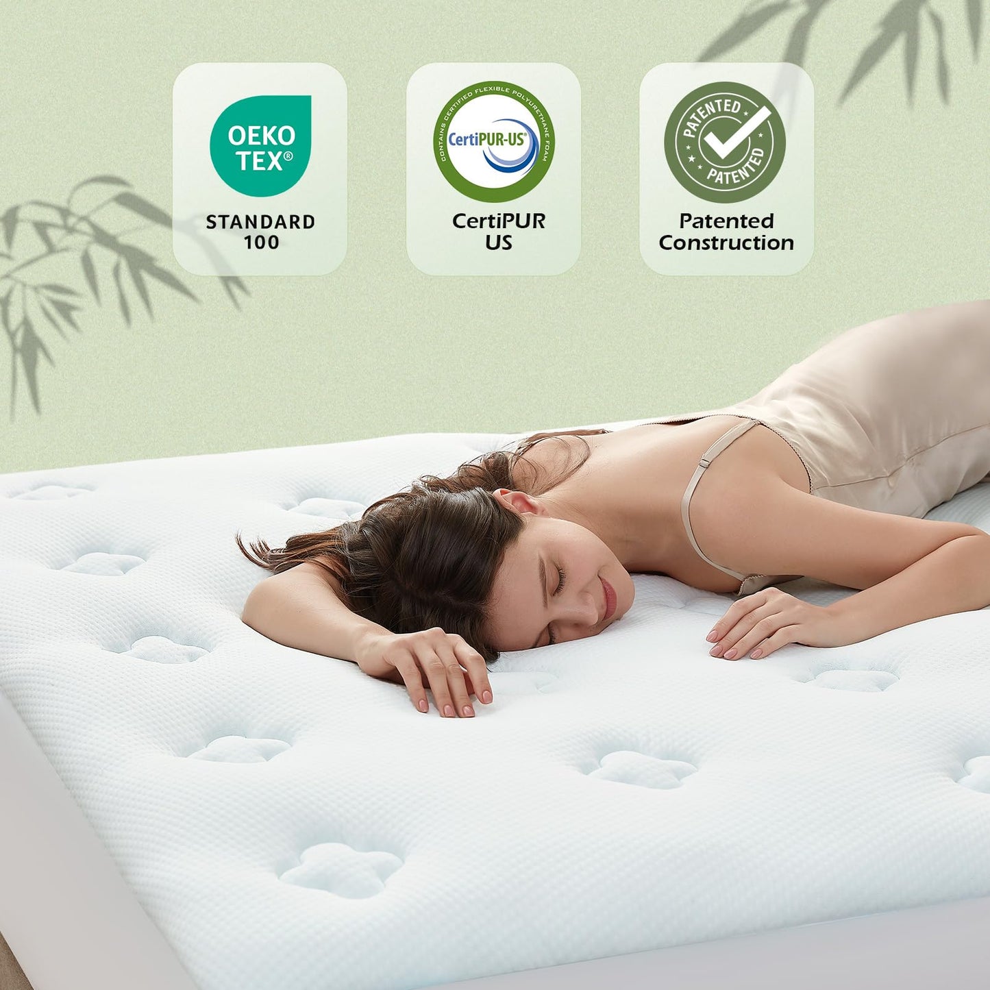 Hansleep Memory Foam Mattress Pad Topper Queen, Queen Foam Mattress Topper Viscose Derived from Bamboo, Queen Size Bed Mattress Pad Cover for Back Pain Relief, 60" x80", White