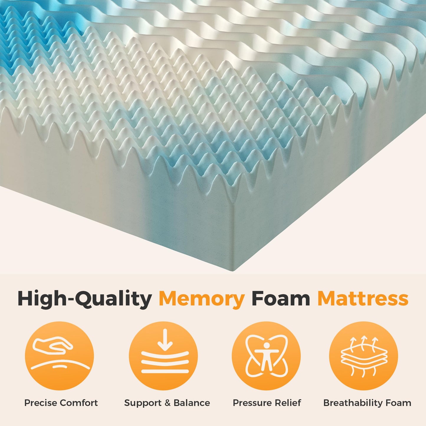 KMFurnila 4 Inch 5-Zone Cooling Gel Memory Foam Mattress Topper Full, Pressure Relief for Back & Hip Pain, Soft Reversible Pad for Dorm RV Camping, CertiPUR-US Certified, Blue