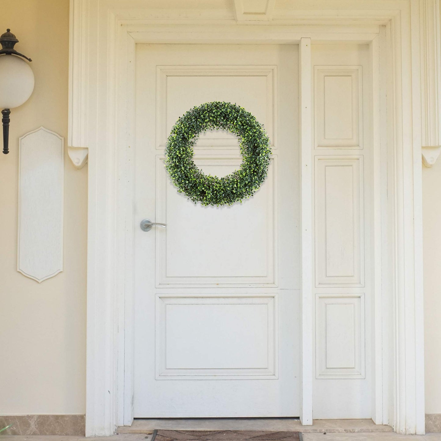 Pure Garden 19.5-Inch Boxwood Wreath - Round UV Resistant Artificial Spring, Summer, Fall, or Winter Wreath - Indoor/Outdoor Wreaths for Front Door