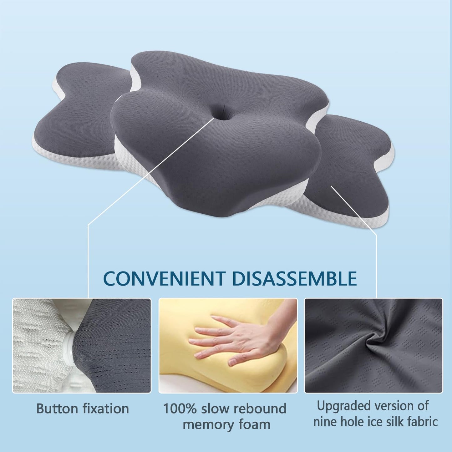 Ergo Pillow for Sleep Apnea, Neck Pain, and Snoring Relief | Cervical Neck Pillow for Side Sleepers | Orthopedic Memory Foam with Ergonomic Support