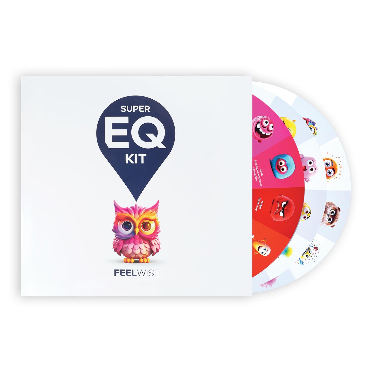 FeelWise Super EQ Kit - For Building Emotional Intelligence - Thirteen 12" Round 2-sided Emotion Wheels w/ Storage Envelope & Instructions - Emotion Learning Games for Kids, Parents, Professionals, Teachers, School Counselor - Screen-Free Activities