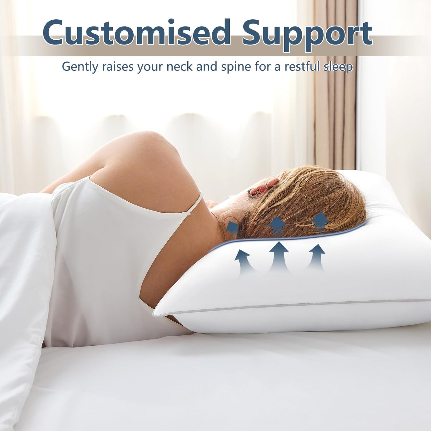 CozyLux Soft Supportive Bed Pillows for Side and Back Sleepers, Oeko-Tex Certified Down Alternative Filling, Hotel Quality Fluffy Sleeping Pillow, White, King - 19" x 34", 4 Pack