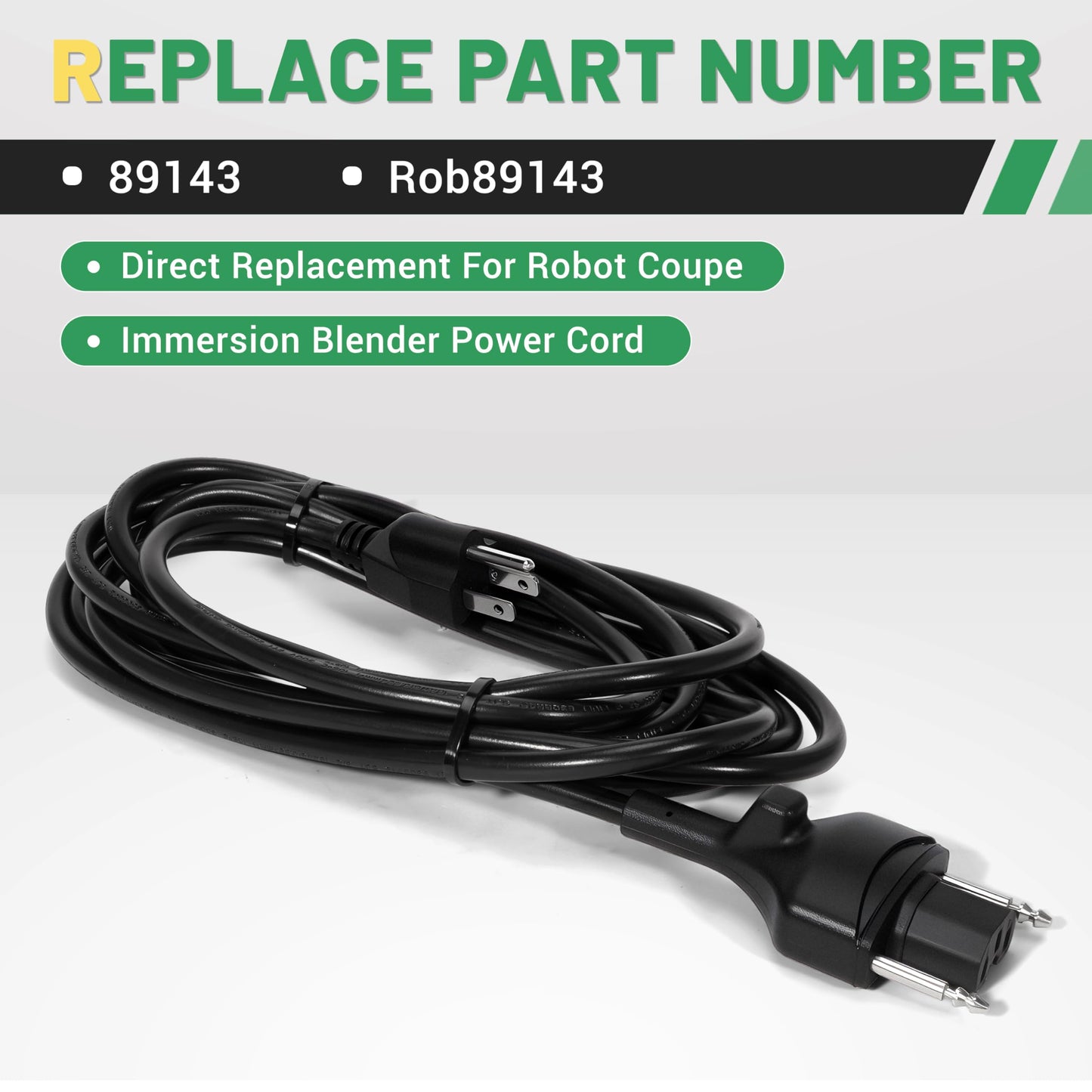 Rendrox 89143 Power Cord Compatible with Robot Coupe MP Series MP350 MP450 MP550 MP600 MP800 Turbo VV Combi, Robot Coupe Immersion Blenders Mixer Cable 120V 150"