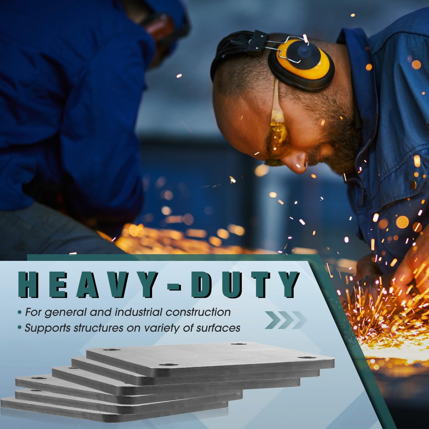 12 Pcs A36 Steel Plate Hot Rolled Steel Plate Base with 4 Holes 3/8 Inch Diameter, 3/16 Inch Thick Weldable Metal Sheet for Structure Support and Industrial Use (4 x 4 Inch)