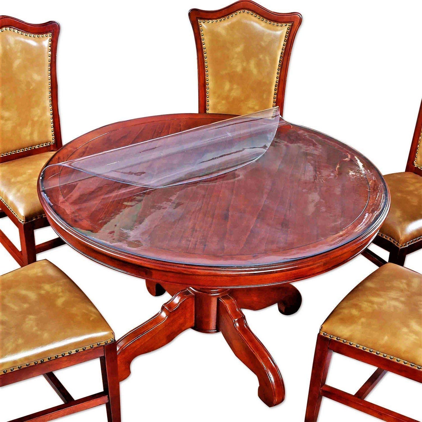 Large Clear Round Dining Table Protector Wood Furniture Tabletop Protective Cover Clear Plastic Tablecloth Round Soft Glass Topper Chair Cursions Mat Pads Eco Polyester PVC Vinyl 39 Inch Diameter