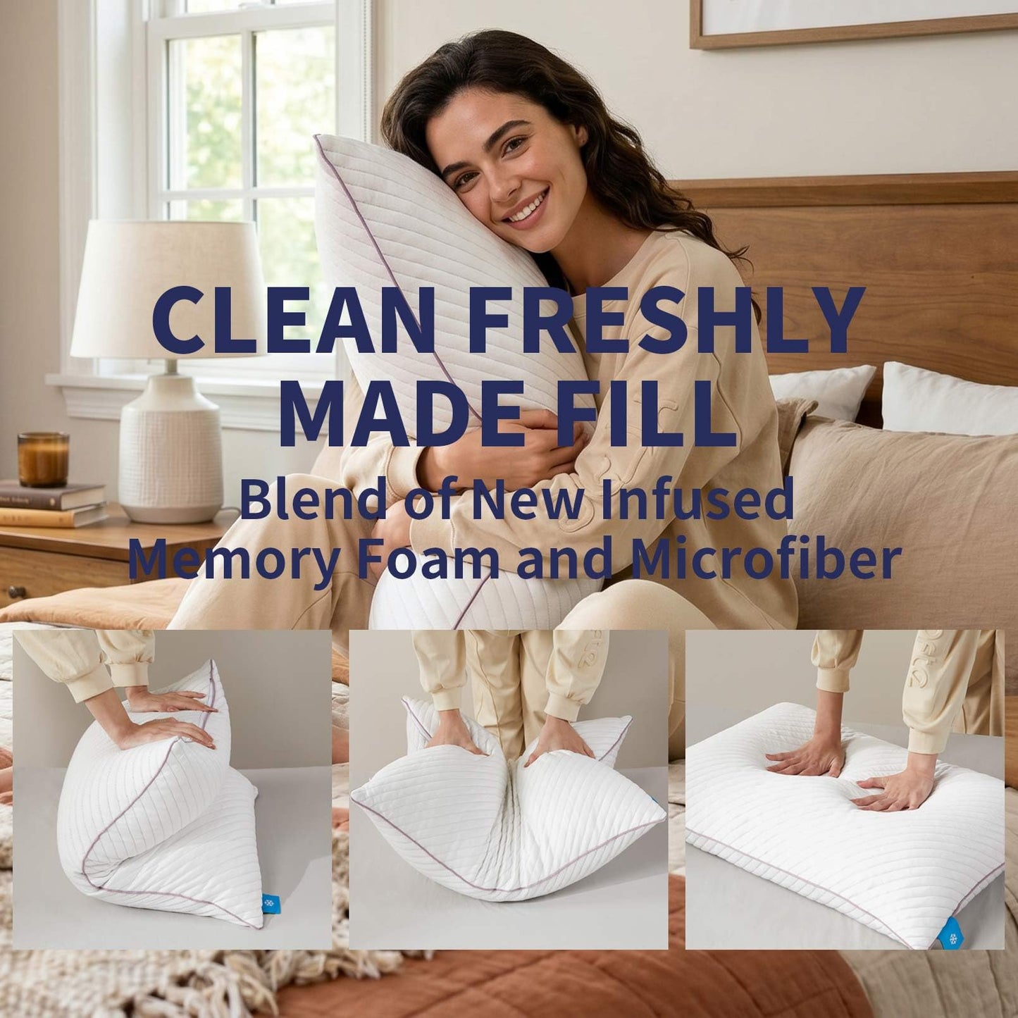 Olaftin Shredded Memory Foam Cooling Pillows 2 Pack,King Size Bed Pillows for Side,Back & Stomach Sleepers