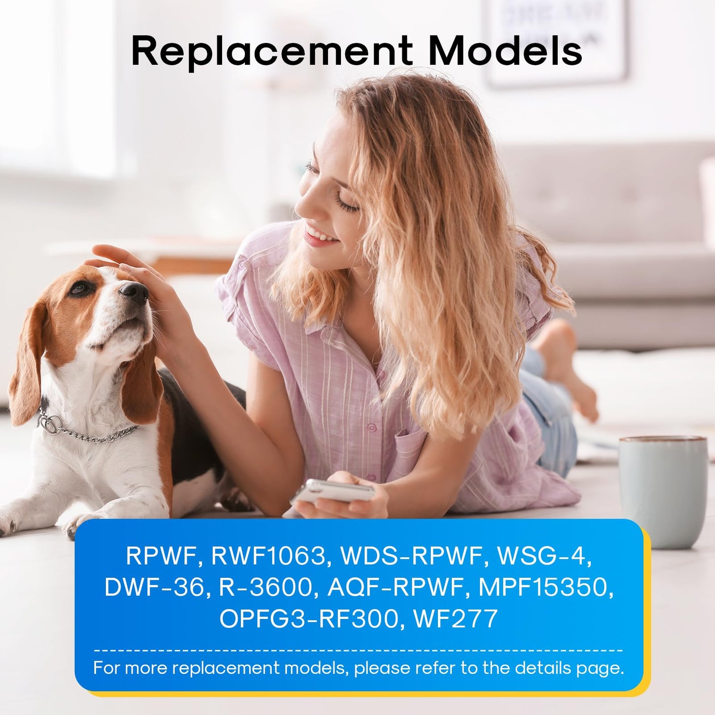 EXCELPURE RPWF Replacement for GE RPWF (Not RPWFE), RWF1063, RWF3600A, WSG-4, DWF-36, R-3600, MPF15350, OPFG3-RF300, BCF77, Refrigerator Water Filter, 4PACK