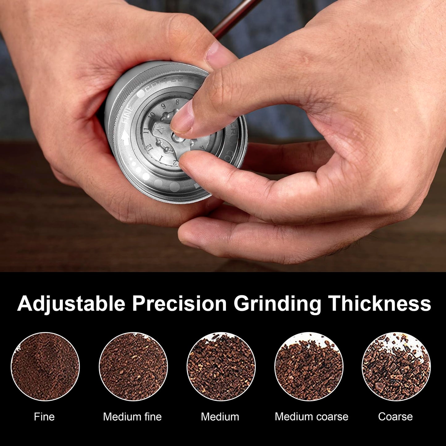 NewlukPro M6 Manual Coffee Grinder,Conical Hexagonal Burr & Double Bearings for Smooth Grinding,Designed for Espresso Pour Over French Press,25g Capacity,Compact & Portable,Gifts for Coffee Lovers