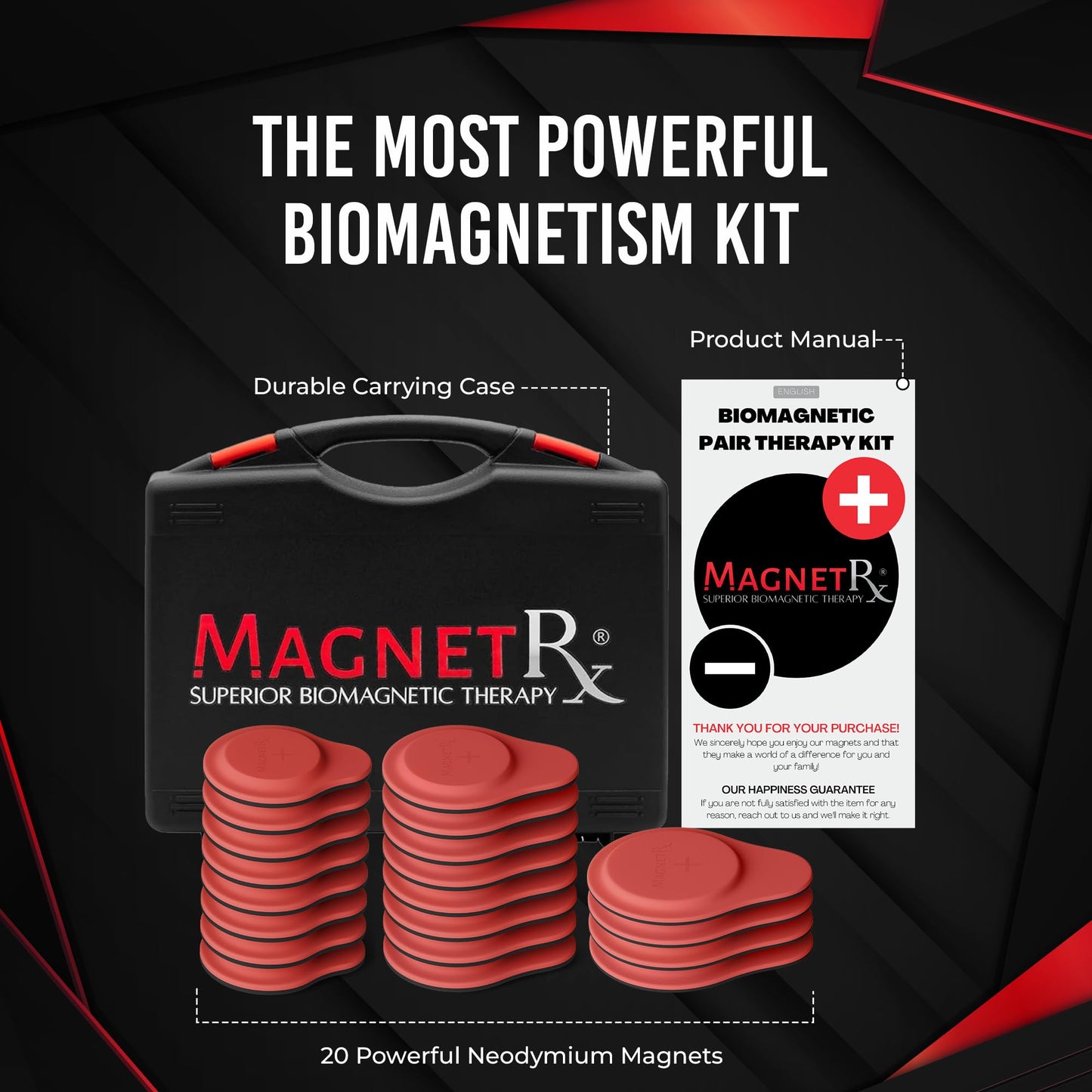 MagnetRX Neodymium Biomagnetic Magnets Kit – Imanes para Biomagnetismo Médico – Dr Goiz Magnet for Biomagnetism Bio Magnet Pair – Silicone Covered Round 12,200-13,200 Gauss Magnets (20 Mixed Units)