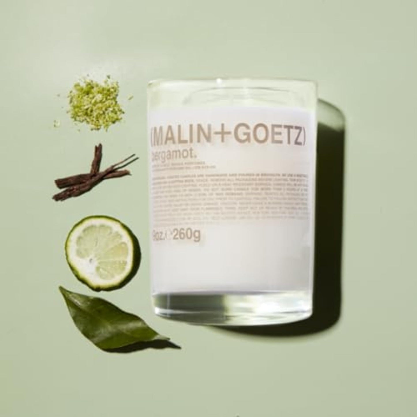 Malin + Goetz Bergamot Candle, 9 oz. – Bright & Refreshing Aroma Scent Fragrance, Scented Candle, Natural Vegetable Wax Blend, Vegan & Cruelty Free, Single Wick Candle, Lasts 60 Hours