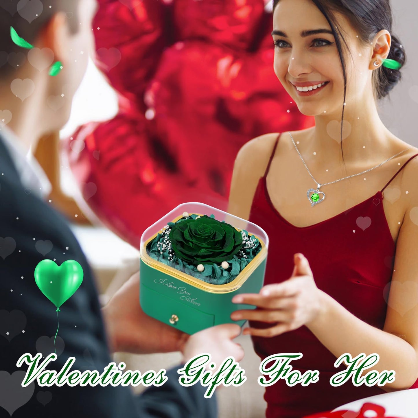 Beferr Birthday Gifts for Women Preserved Real Rose with Necklace Eternal Roses Forever Flowers for Delivery Anniversary Mothers Gifts for Mom Her Grandma Wife Sister from Daughter Son