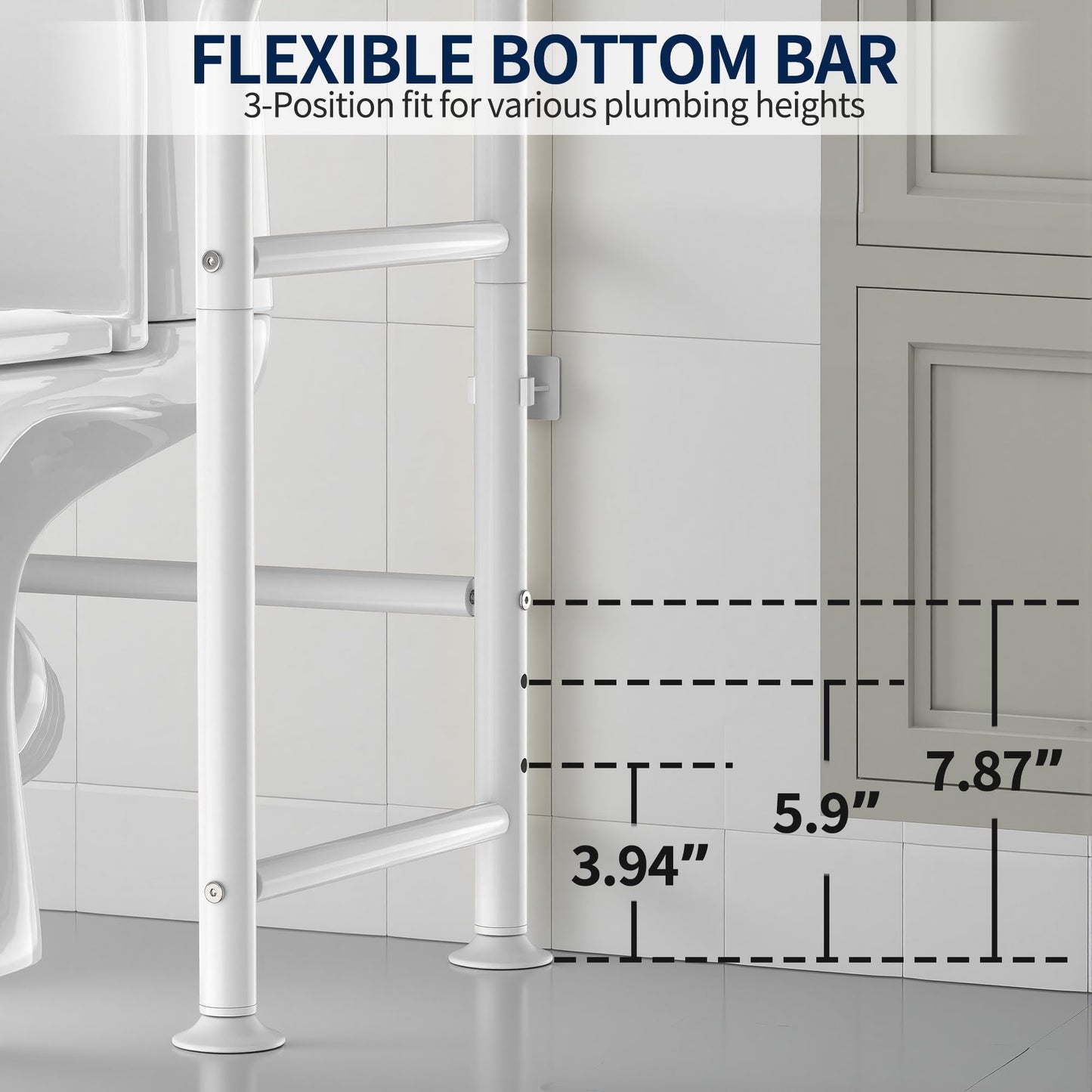 GloTika 3-Tier Over Toilet Storage Rack, Metal Over Toilet Bathroom Organizer Shelf, Freestanding Space Saver Storage Shelves for Bathroom/Laundry/Living Room (White)
