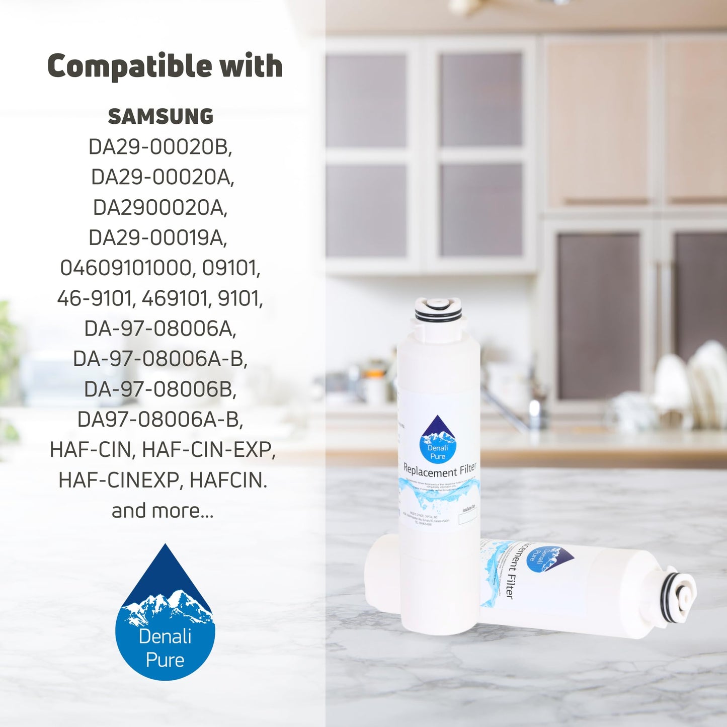 4-Pack Replacement for Samsung RF4287HARS Refrigerator Water Filter - Compatible with Samsung DA29-00020B, DA29-00020A, HAF-CIN Fridge Water Filter Cartridge