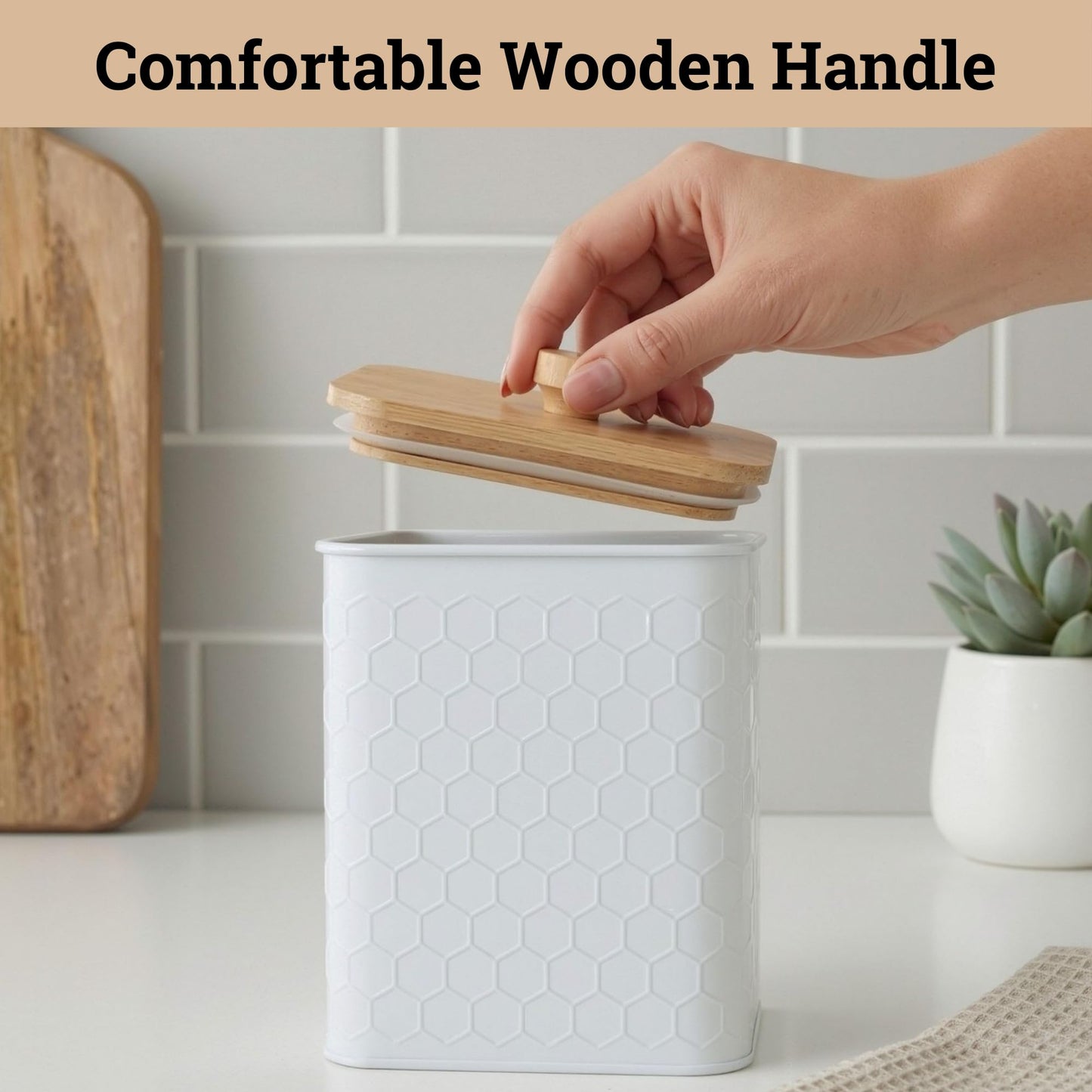 Kitchen Canisters for Countertop Set of 4 - Textured Iron Kitchen Canisters with Airtight Lids - Flour Sugar Canister Set - Flour and Sugar Containers Farmhouse - Coffee Jar for Counter - White Jar x4