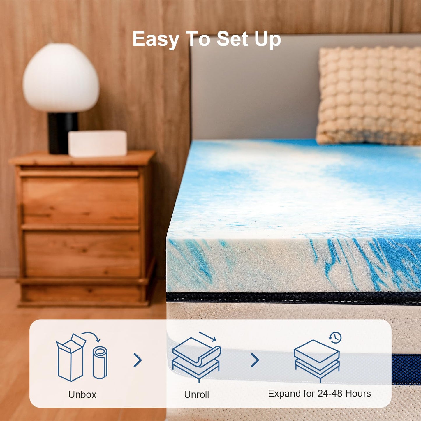 Bynex 2 Inch Gel Memory Foam Mattress Topper, Twin Size Cooling Bed Topper for Back Pain & Pressure Relief