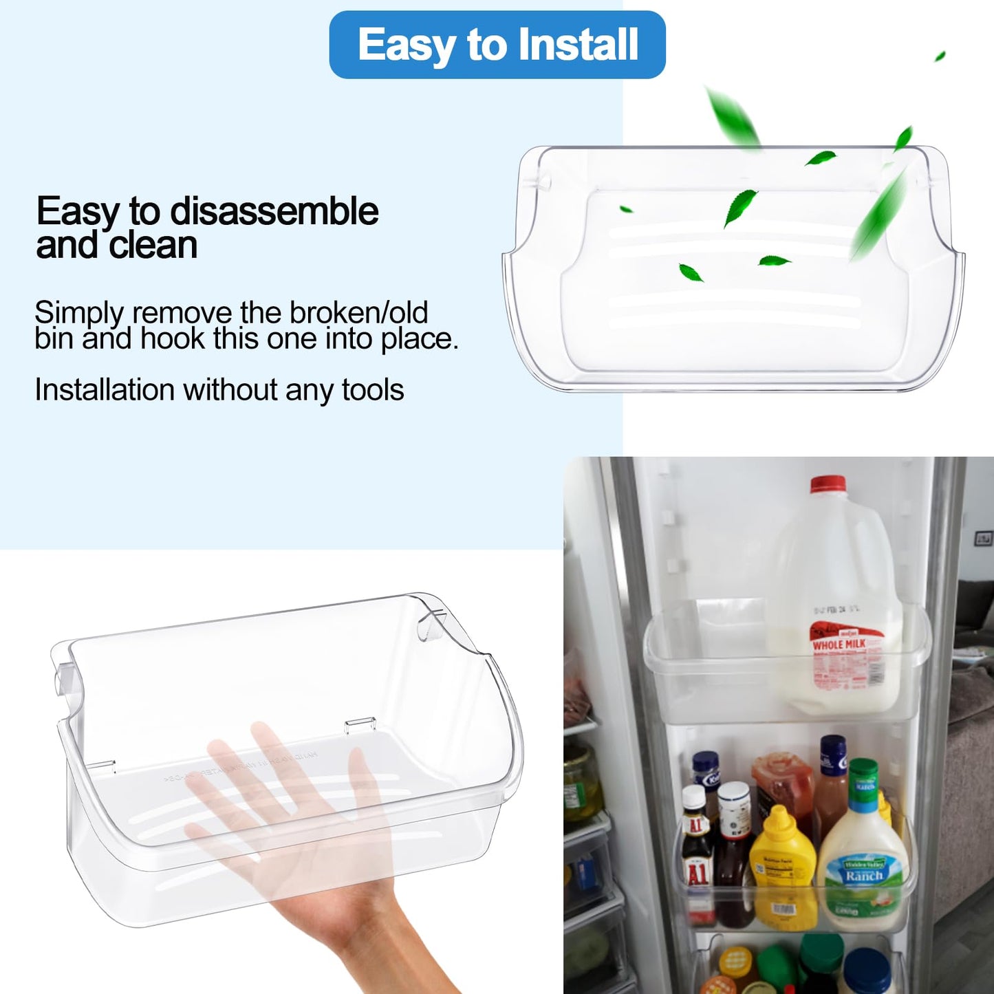 Upgraded LFSS2312TF0 LFSS2312TP0 LFSS2312TE0 FFSS2315TS0 FFSS2315TE0 Door Bin Shelf Compatible with Frigidaire Gallery Door Shelf Replacement 240324502 Frigidaire Refrigerator Door Shelf (2-PACK)