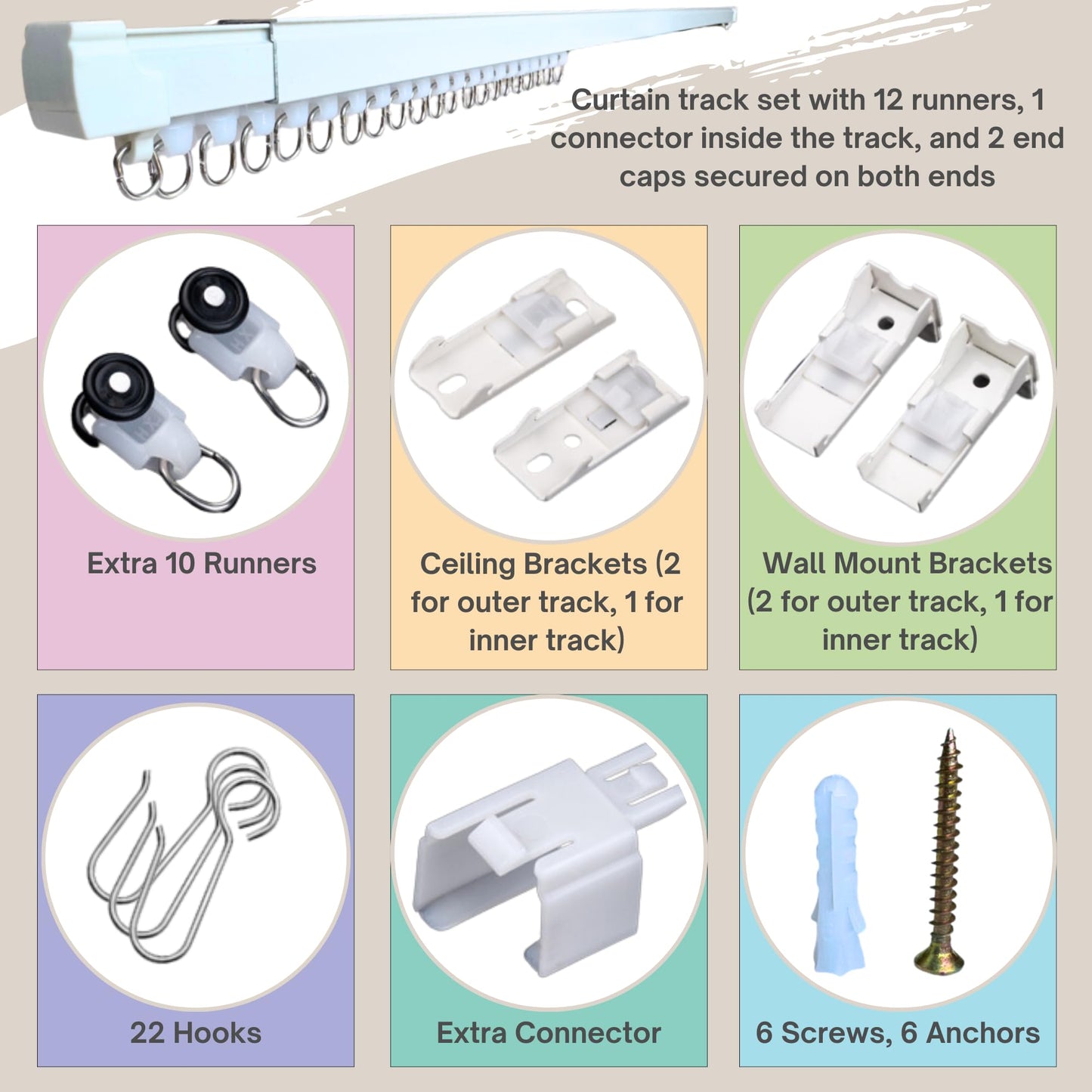 OooWow 2.3 to 4 ft Aluminum Retractable Ceiling Curtain Track - Curtain Track Wall Mount - Ceiling Mount Curtain Rail - Extentable curtain tracks - Silent Track Curtains ceiling Mount (70cm)