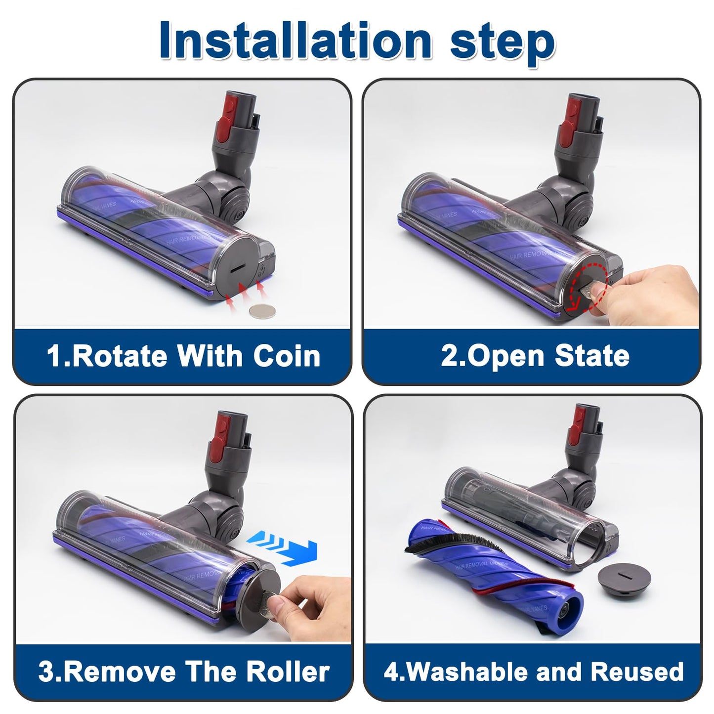 Upgraded Anti-Tangle Quick-Release Motorhead Cleaner for Dyson V7 V8 V10 V11 V15 Vacuums Models Cleaner Head Dyson SV10 SV11 SV12 SV14 Replacement Part Electric Head for Hardwood Floor Carpets