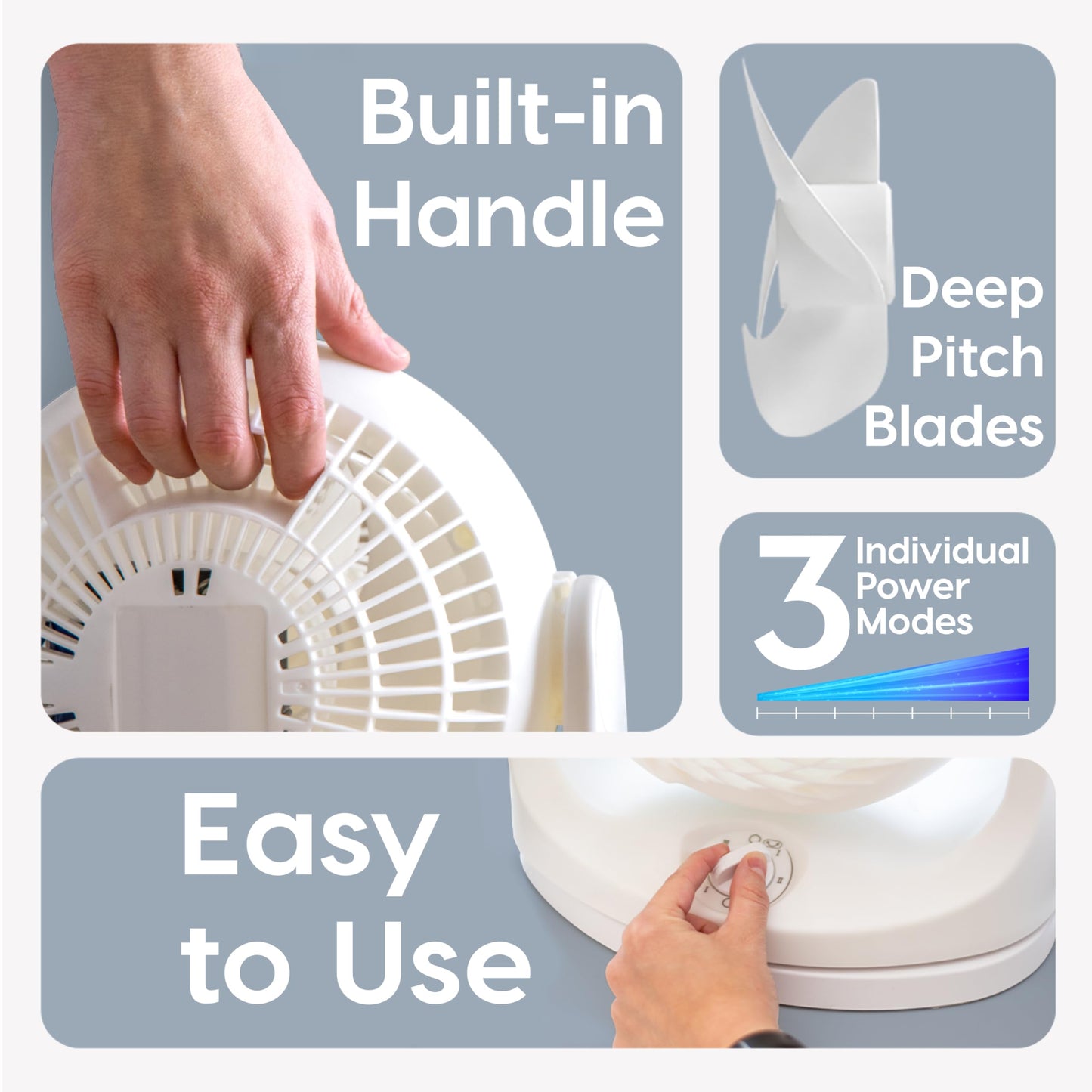 IRIS USA WOOZOO Desk Fan, Oscillating Air Circulator, 3 Speeds, 36ft Max Air Distance, 244ft² Coverage, 112° Adjustable Vertical Tilt, 29db Quiet Motor, Small Fan for Bedroom, Office, Dorm, White