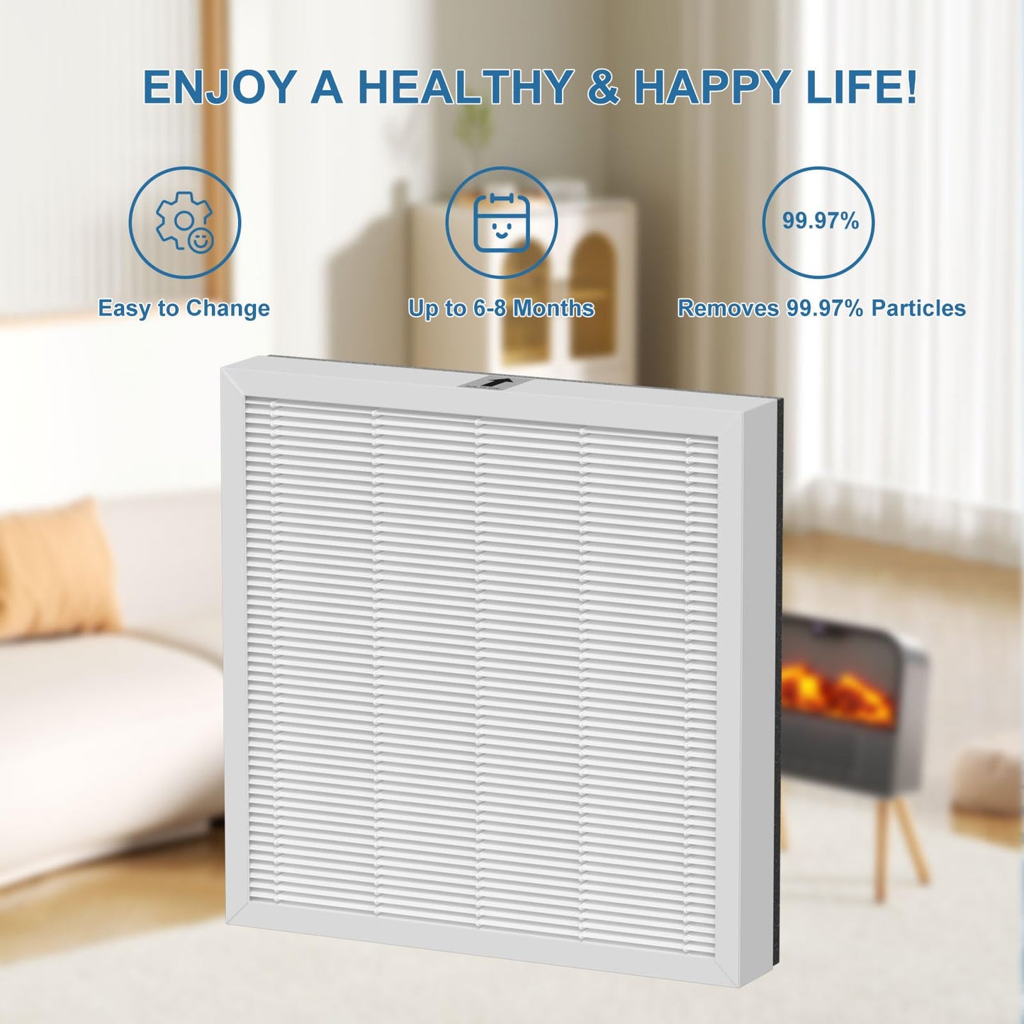 2 Pack AH300 True HEPA Air Filter Replacement Compatible with BONECO H300 H400 Hybrid Humidifier and Air Cleaner Purifier Filter
