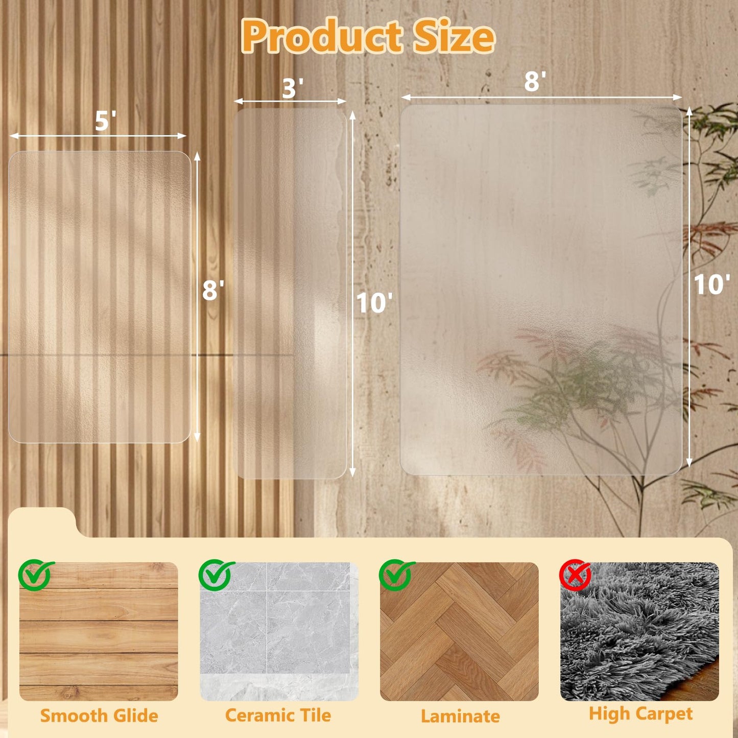 Clear Runner Rug 3'x10' for Hallway – Non Slip Waterproof Vinyl Carpet Protector, Plastic Floor Mat Runner for Kitchen, Entryway, Laundry, Indoor Outdoor High Traffic Areas