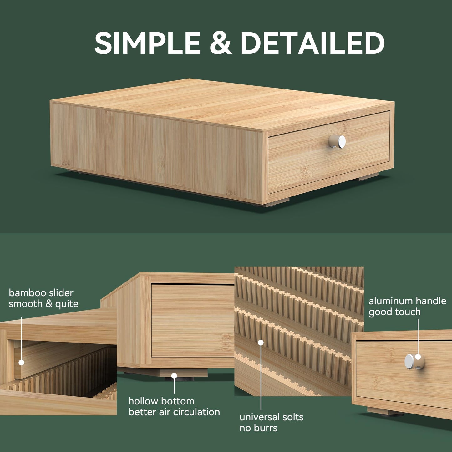 WELL WENG for Nespresso Vertuo Capsules (NV136) - Premium Bamboo Coffee Pod Drawer, 36 Big or 48 Small Vertuoline Pods Organizer - 10.8"Wx14"Dx3.9"H (Natural)
