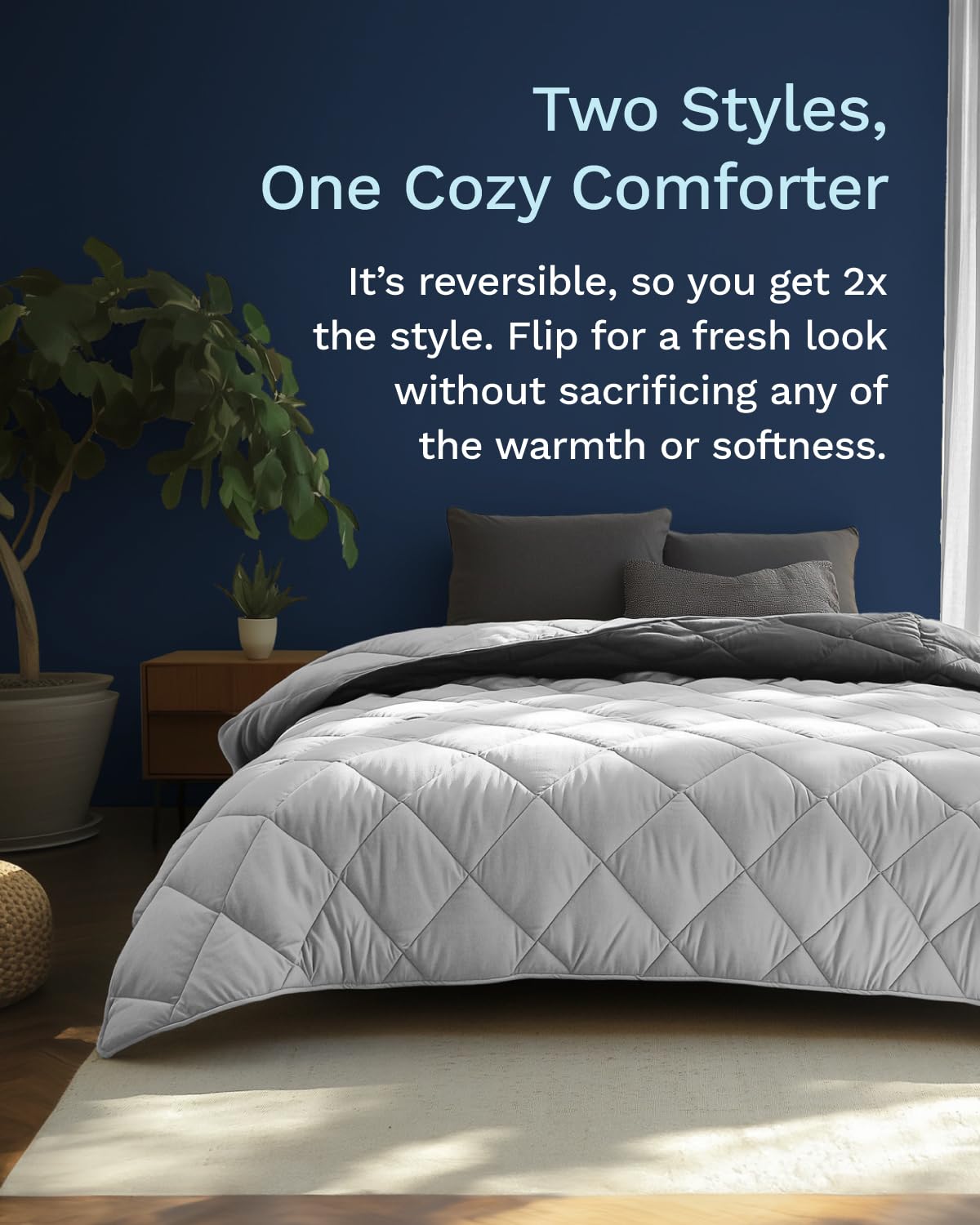 ViscoSoft Twin/Twin XL Comforter - Cloud-Soft Down Alternative Duvet Insert, All Season Cooling Lightweight Reversible Quilted Blanket for Dorm & Guest Bed, Oeko-TEX Certified, Light/Dark Gray