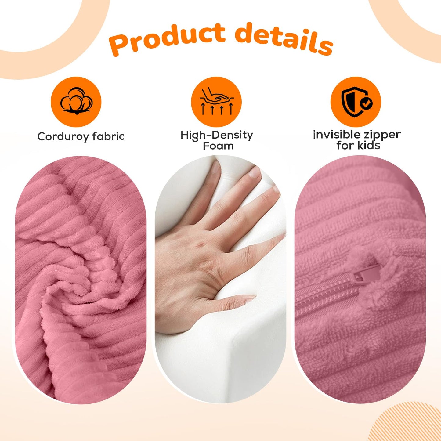MeMoreCool Corduroy Pink Kids Chair, 2-in-1 Kids Couch Fold Out to Lounger for Girls, Comfy Foam Sofa for 1-3 Year Old with Washable Cover for Playroom and Bedroom