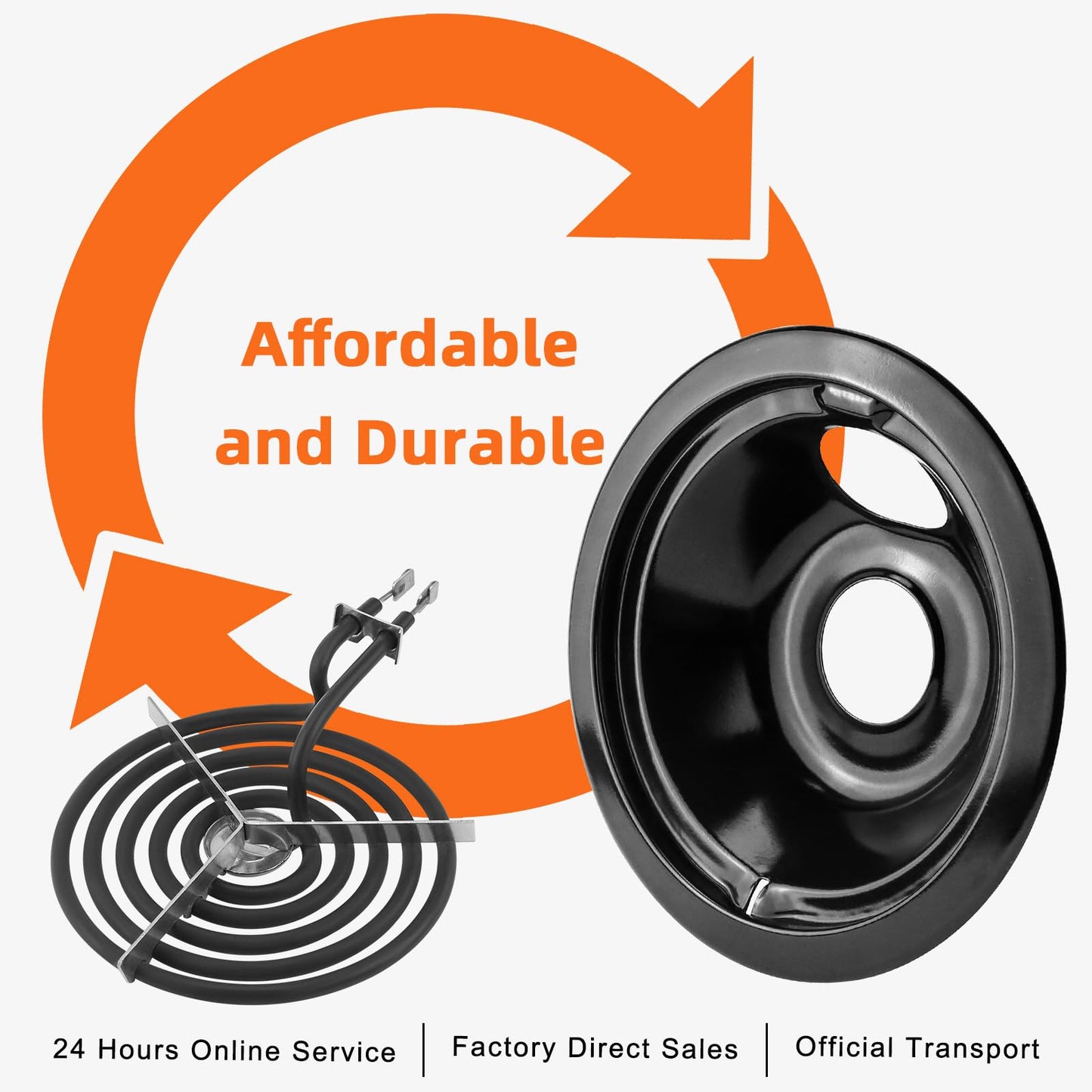 Electric Stove Burner Drip Pans WB31M19(8”) WB31M20(6”) Electric Stove Top Burner Replacement WB30M1(6") WB30M2(8") Compatible for G-E Hot-point Ken-more General Electric Stove Parts by MIFLUS