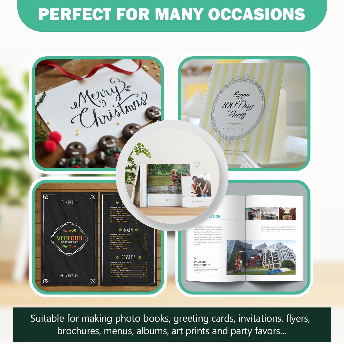 Pikapoka Double Sided Glossy Photo Paper 11x17, Thick Glossy Paper for Cardstock, 100 Sheets 61lb for Inkjet Printer