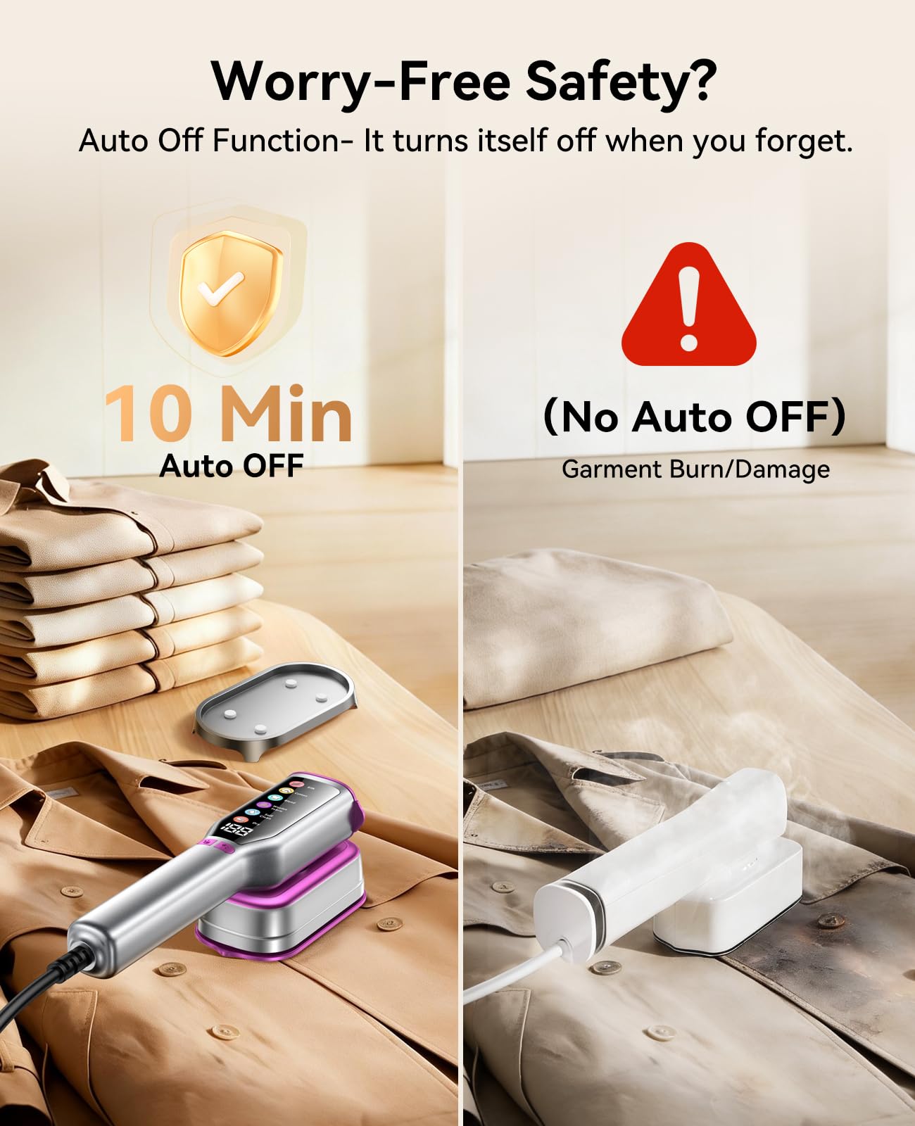 DIGIX 2-in-1 Steamer & Iron, 10s Heat-up, LED Display, 6 Modes, 130ml Large Tank, Self Clean, 1200W Travel Steamer for Clothes, Portable Handheld Garment Steamer for Travel Home Office, Auto-off, 120V