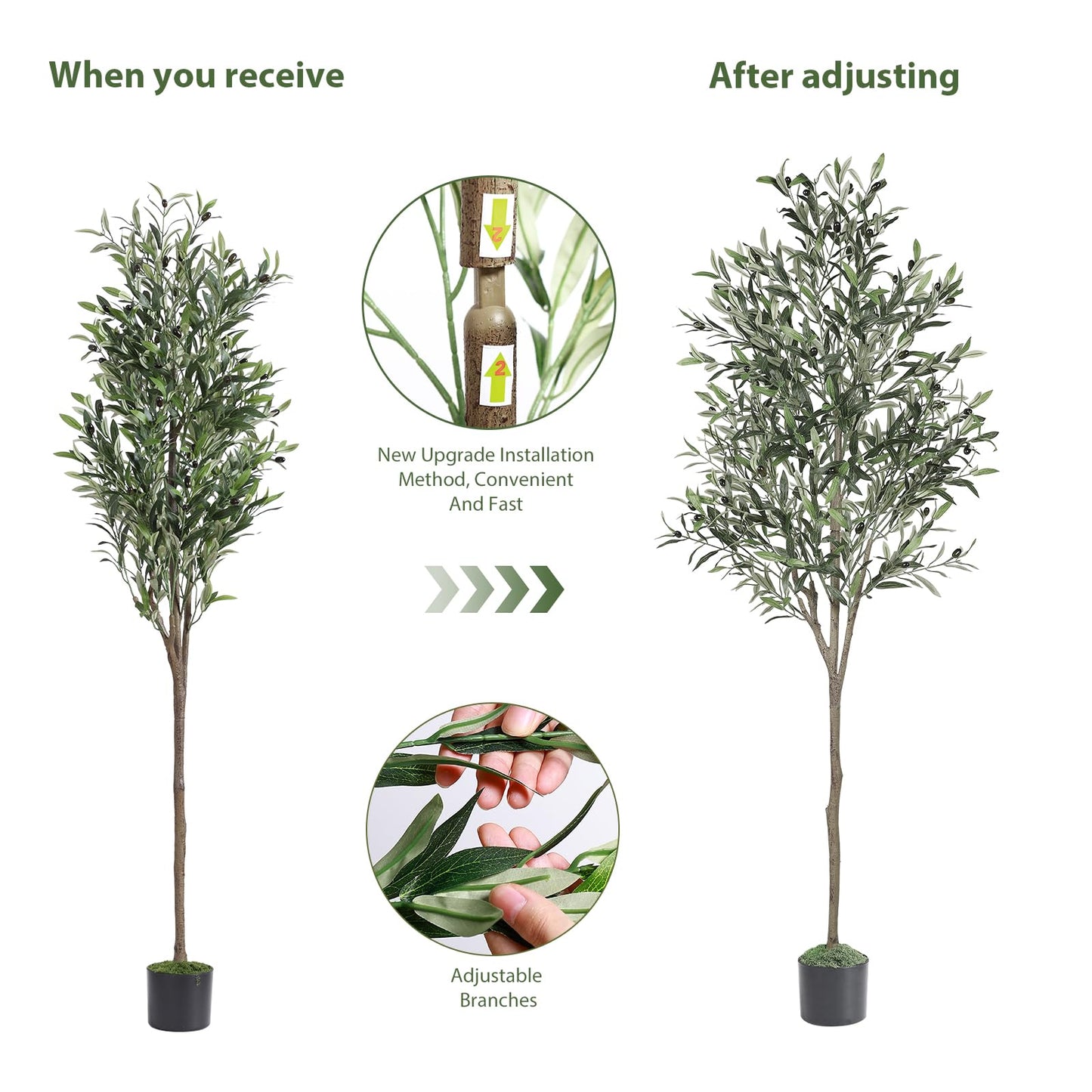 Alupssuc 6ft Olive Tree Artificial Indoor, Fake Tree Potted Faux Olive Trees with Lifelike Fruits and Realistic Leaves, Artificial Plants Indoor Fake Plants for Modern Home Office Living Room Decor