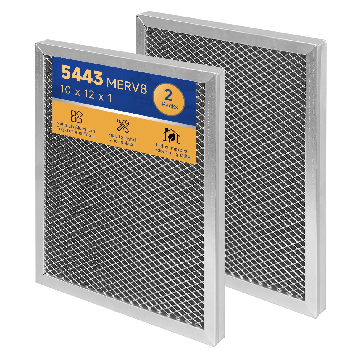 5443 Dehumidifier Filter MERV 8 Washable 10x12x1 Compatible with Whole-House Dehumidifiers Models 1830 1850 1852 and Ventilation Models 8191 8192 Replacement Filter by Aliveair 2 Packs