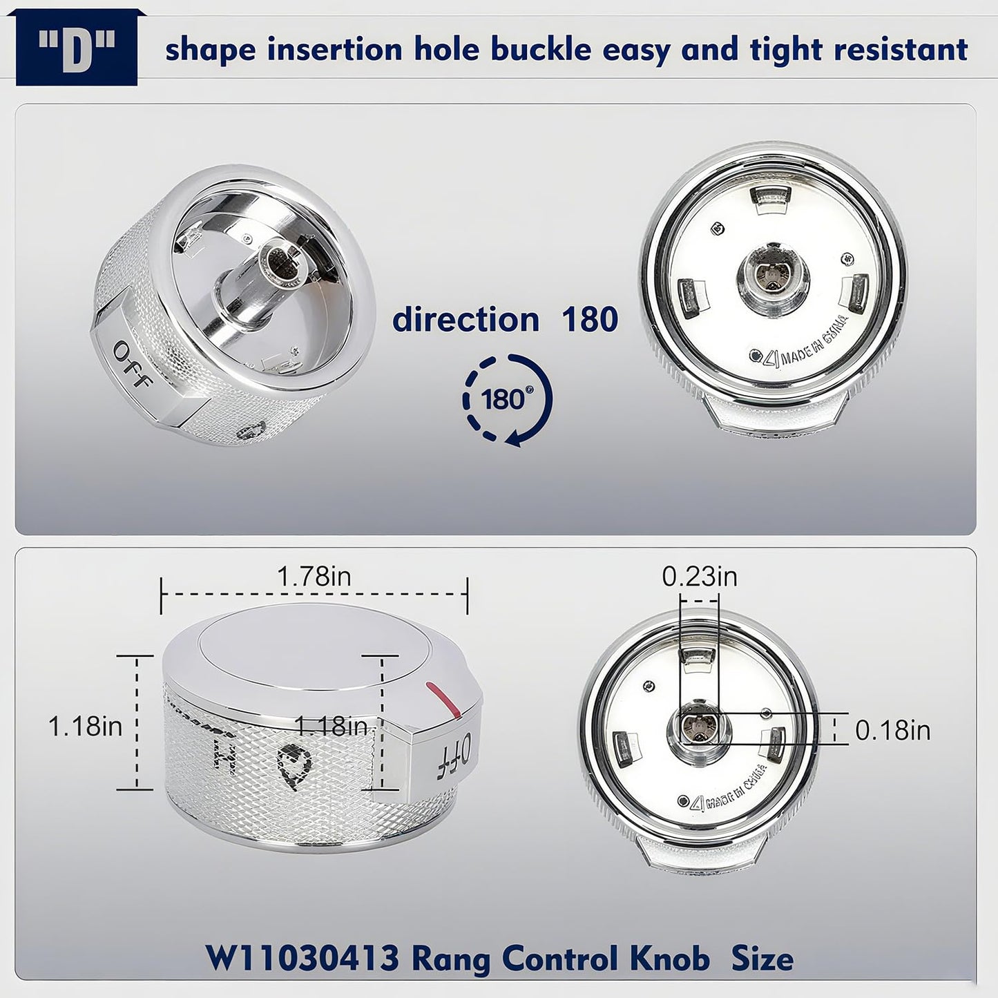 Feyuoeka Upgraded W11030413 Stove Control Knobs (5-piece Set) - Kitchen Auxiliary Stove Compatible Knob Switch - Replacement W10643306、W10786063、W11027434、4461624、AP6038805、PS11770322、EAP11770322