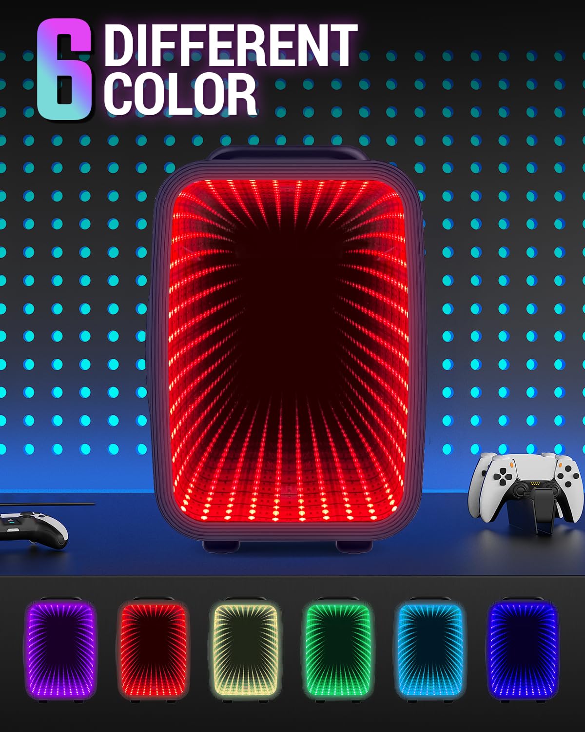 FANSEXPERT Mini Fridge, 4 Liter/6 Cans Small Refrigerator With Dimmable LED Light,AC/DC Portable Mini Cooler and Warmer, Gaming Small Fridge for Bedroom,Office,Gaming Room and Car (Black)