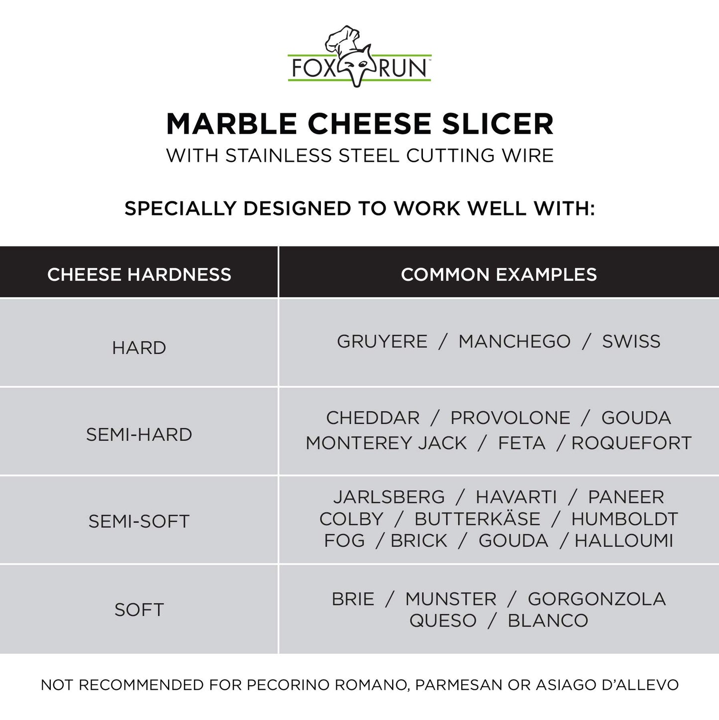 Fox Run Brands 3841COM Fox Run 3841 Marble Cheese Slicer, White