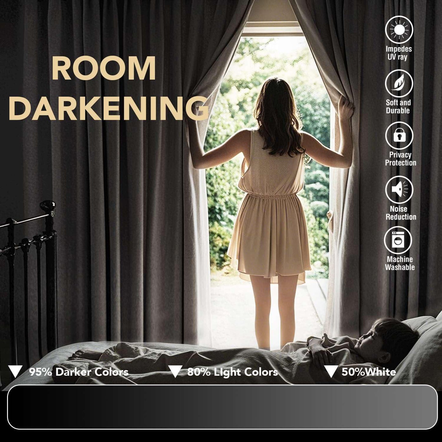 H.VERSAILTEX White Curtains 84 inches Long for Living Room Thermal Insulated Room Darkening Window Treatment Panels Drapes Light Reducing Curtains for Bedroom, 2 Panels, 52" W x 84" L, White