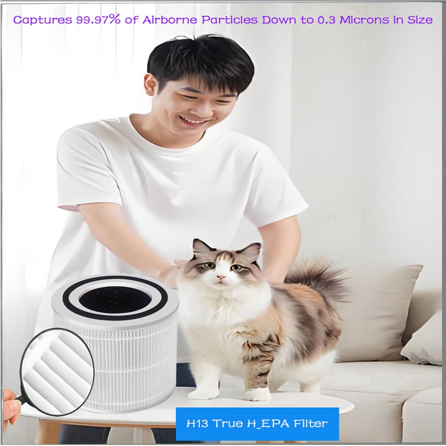 Replacement parts Filter For Simply Con-serve AM-AP1115-WH 1000 Series Tabletop Air Purifier: 2 pack H13 True H-EPA Filter used for Kitchen,Living Room,Bedroom,Office