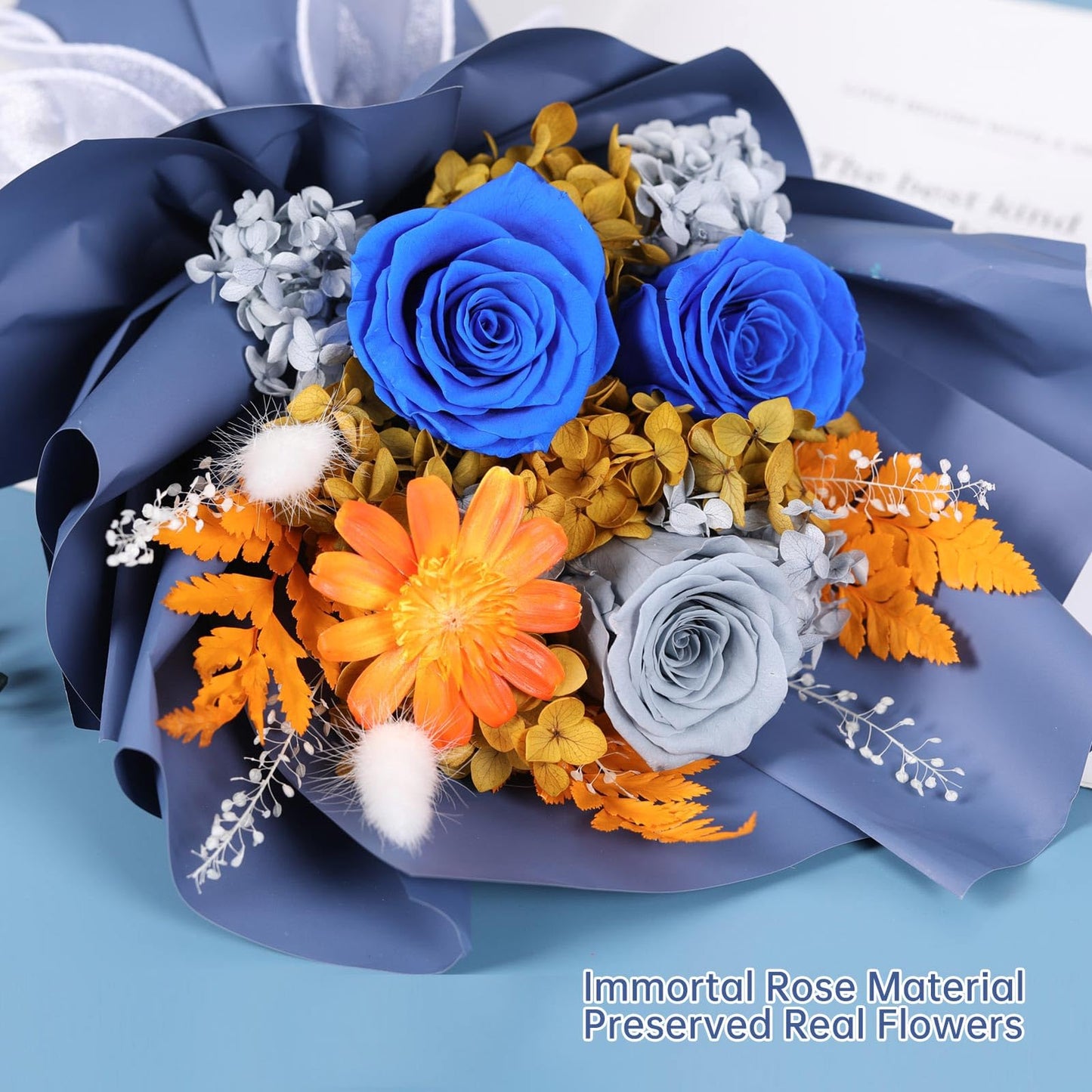 Jtoder Forever Flowers for Delivery, Preserved Long Lasting Flower Bouquets, Blue Rose Bouquet for Mom, Wife or Girlfriend on Festivals Birthday Anniversary