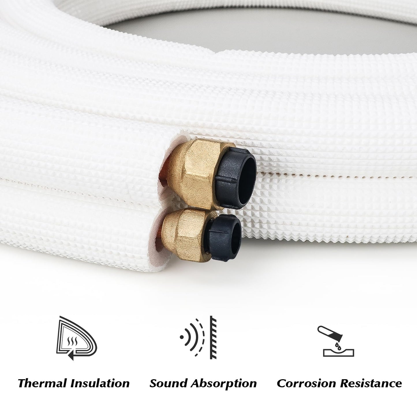 NEAGLORY 10 Ft Mini Split Line Set 1/4" & 3/8" O.D. Twin Copper Tubing Insulated Coil Copper Pipes HVAC for Mini Split AC and Heating Equipment