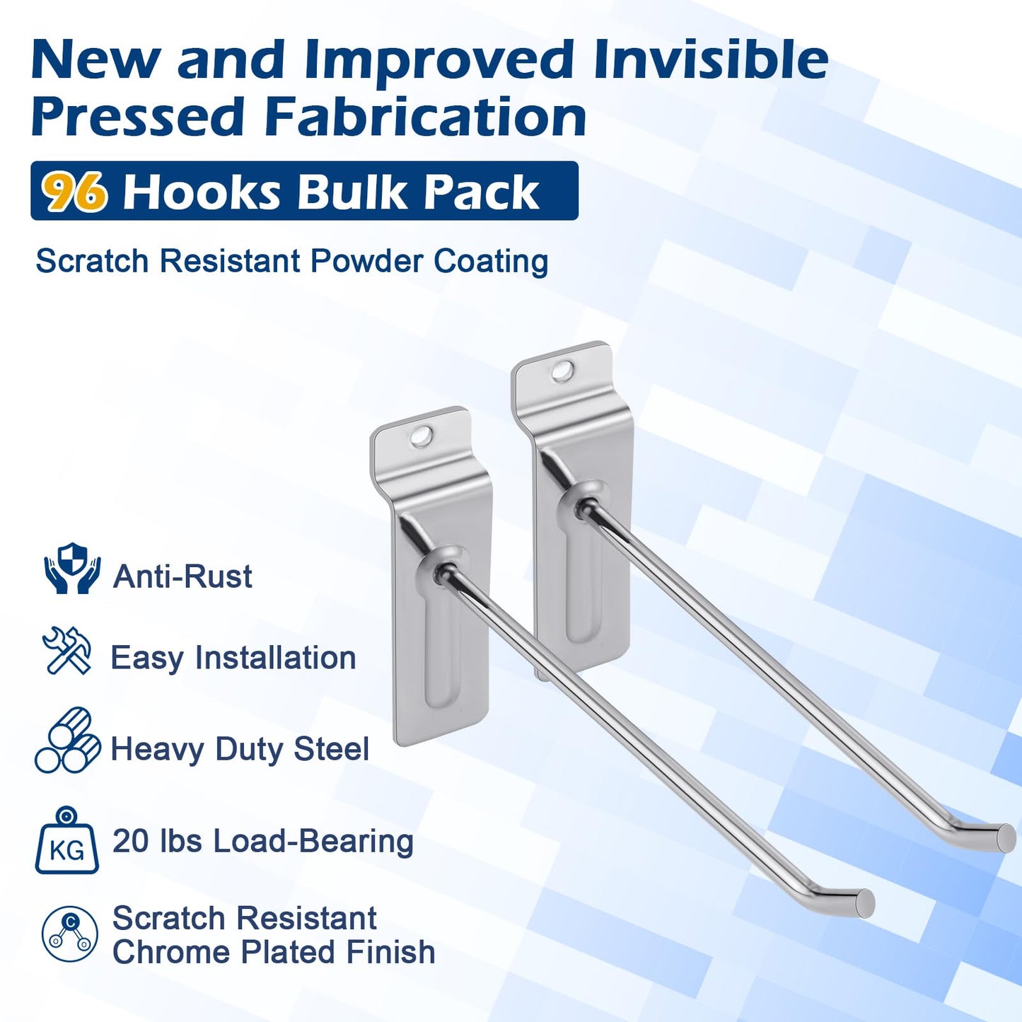 Polmart 6" Heavy Duty Slatwall Panel Hooks, Silver (96-Pack, 6-inch)