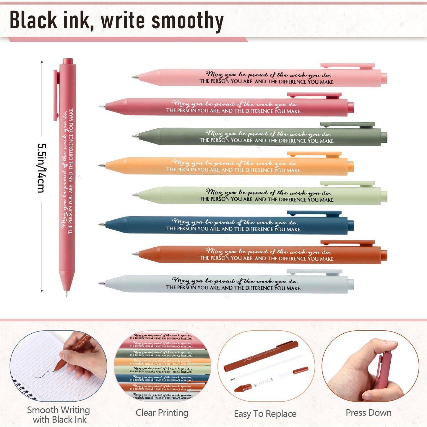 Resurhang 48 Pcs/24 Set End of The Year Teacher Appreciation Gifts Graduation Gift A6 Spiral Notebook with Ballpoint Pen Inspirational Journal for Staff Cna Week Gift(Fresh Color,May You)
