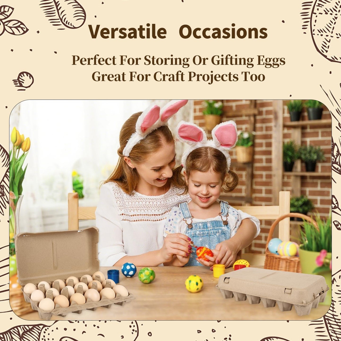DecarDamai 30 Pack Egg Cartons 18 Count - 3x6 Grids Egg Cartons for Fresh Eggs, Sturdy Cardboard Eggs Storage Containers for Household, Kitchen, Farm, Market