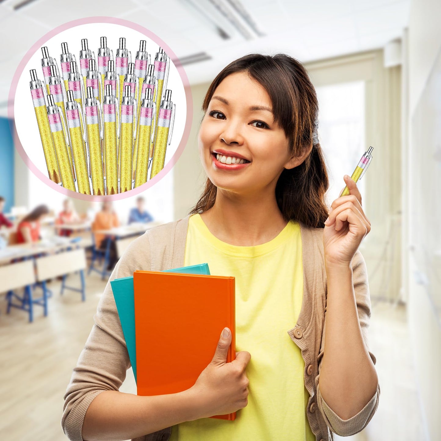 Motipuns 100 Pcs Teachers Pens Bulk Teacher Appreciation Week Gifts Cute Ballpoint Pens Best Teaching Thank You Gifts for Woman Nurse Coworker Staff Office Writing Stationery Graduation Supply