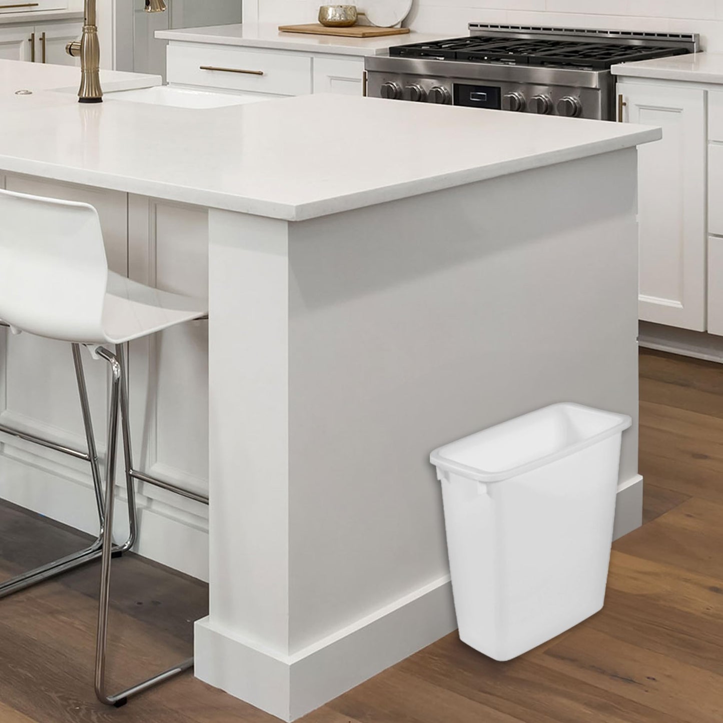 Rubbermaid 2 Pack Traditional Open Top Waste Basket Indoor Trash Bin Container for Bathrooms, Kitchens, and Home Office, 21 Quart, White