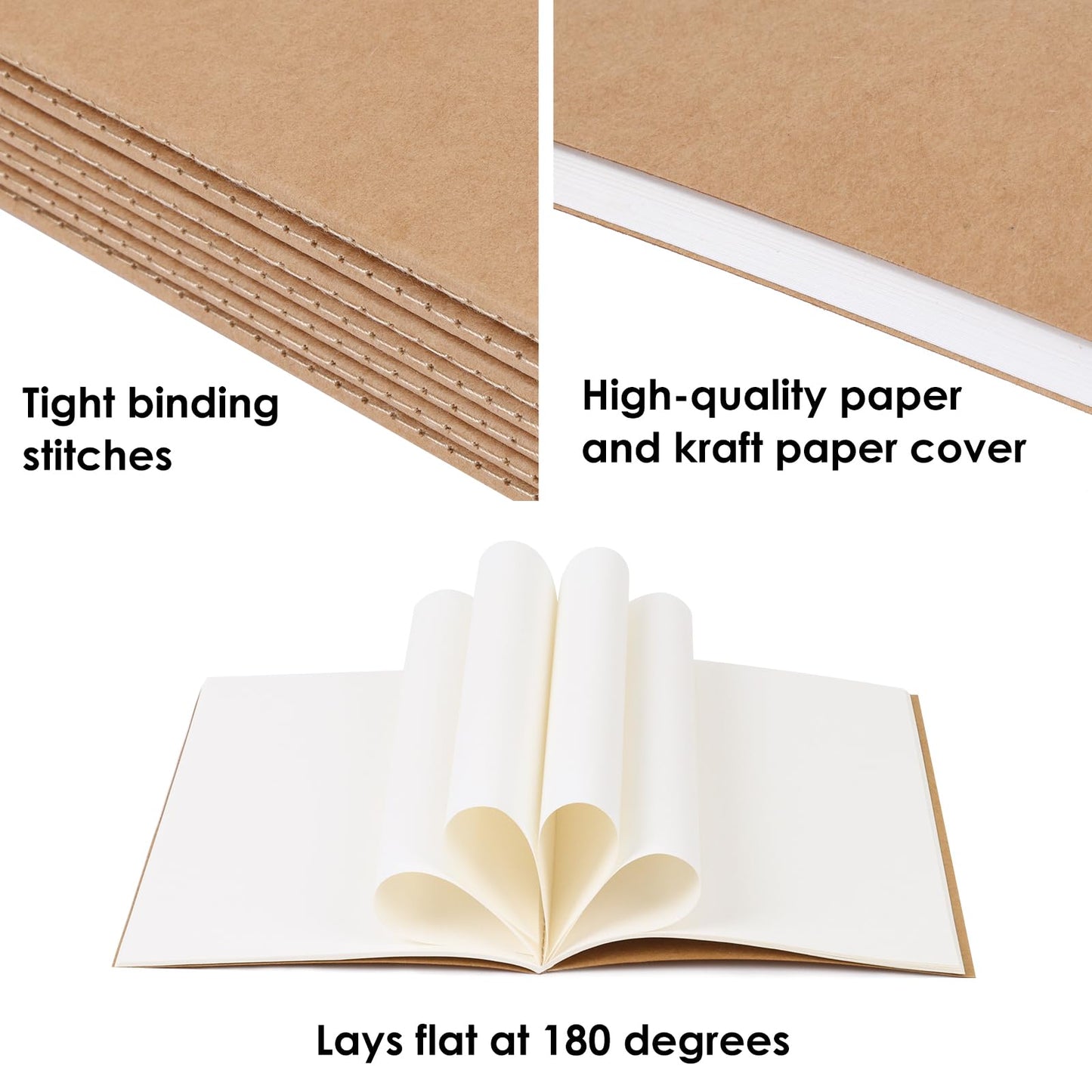 LABUK 100 Pack Blank Kraft Notebooks Journals A5 Sketchbook Drawing Pad Book for Kids Junk Journal, 60 Pages, 8.3 x 5.5 Inches