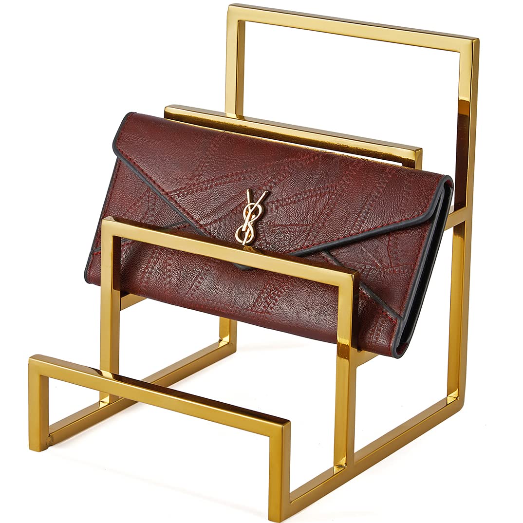 K KAIDIYIN Polished Gold 3-Layer Wallet Display Rack Metal Clutch Holder Retail Store Wallet Display Rack Show Wallet Rack