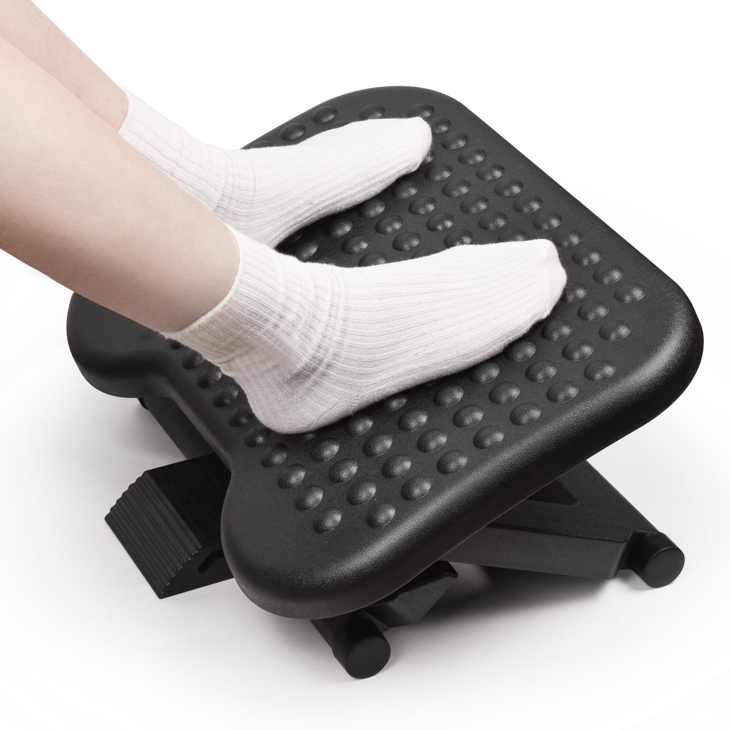 Auslar Foot Rest for Under Desk at Work, Ergonomic Adjustable Foot Rest with Massage Texture Board, Under Desk Foot Stool for Office, Home