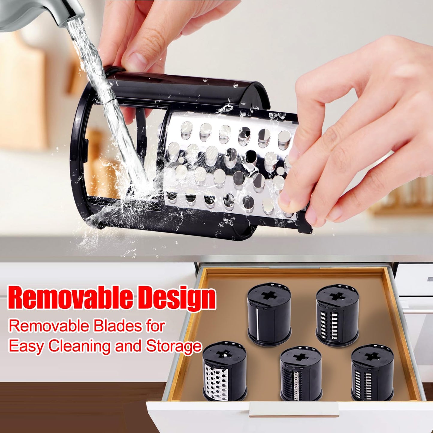 Slicer & Shredder Grater Attachment Compatible with KitchenAid Stand Mixer, 5 Blades Cheese Grater Attachment,Salad Machine with Vegetable Slicer, Salad Maker