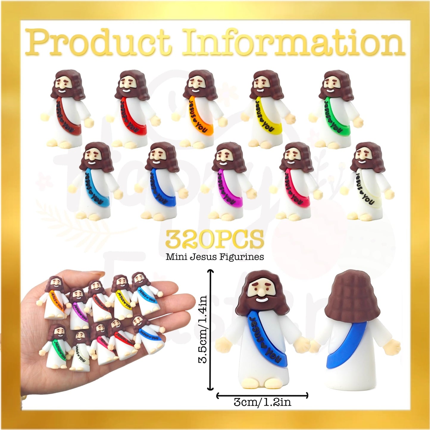 XMCHJY 320-Piece Mini Jesus Figurine in Bulk Pocket Jesus Loves You Religious Party Gifts Sunday School Baptism Presents Easter Egg Stuffing